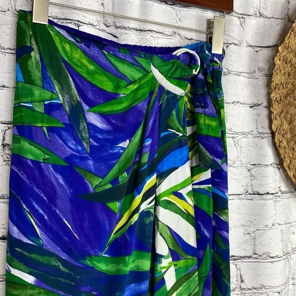 Vintage Dorothy Schoelen Platinum Tropical Wrap Skirt‎ ladies size 6